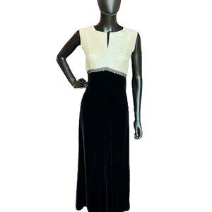 Vintage 60s Black Velvet and Silver Formal Gown
